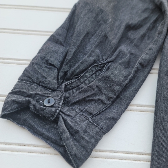 MILEY CYRUS MAX AZRIA Girls DENIM  DRESS Black Tie Back 3/4 Sleeve Sz S - Picture 8 of 10